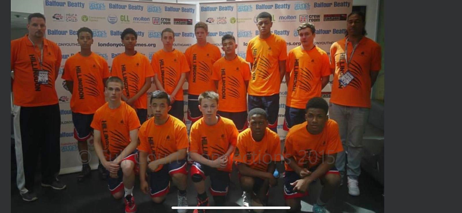 Coach Leon with the Hillingdon boys basketball team in 2015
